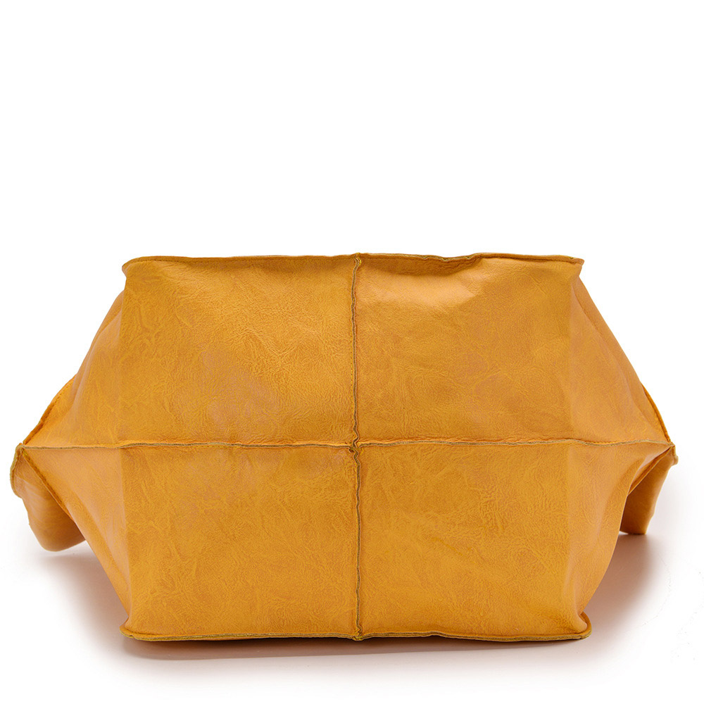 Plain PU Barrel-Shaped Tote Bags